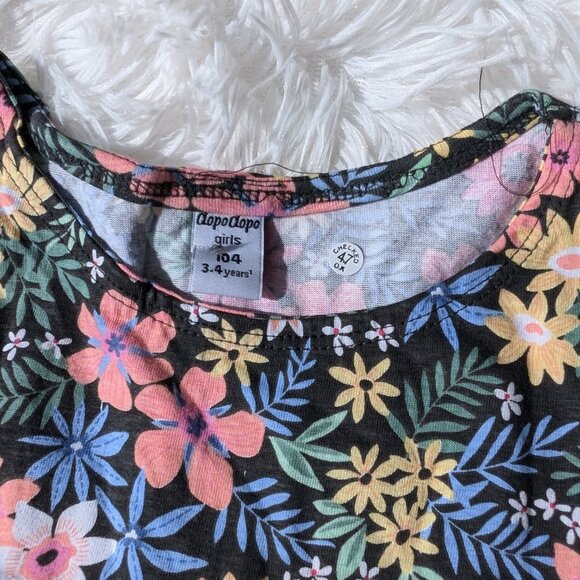 Vibrant Black Floral Girls Dress – Sleeveless & Twirl-Ready 3T 6/7 - Picture 3 of 4